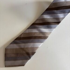 Hugo Boss Striped Tie Mens OS Brown Silk Diagonal Ribbed Texture